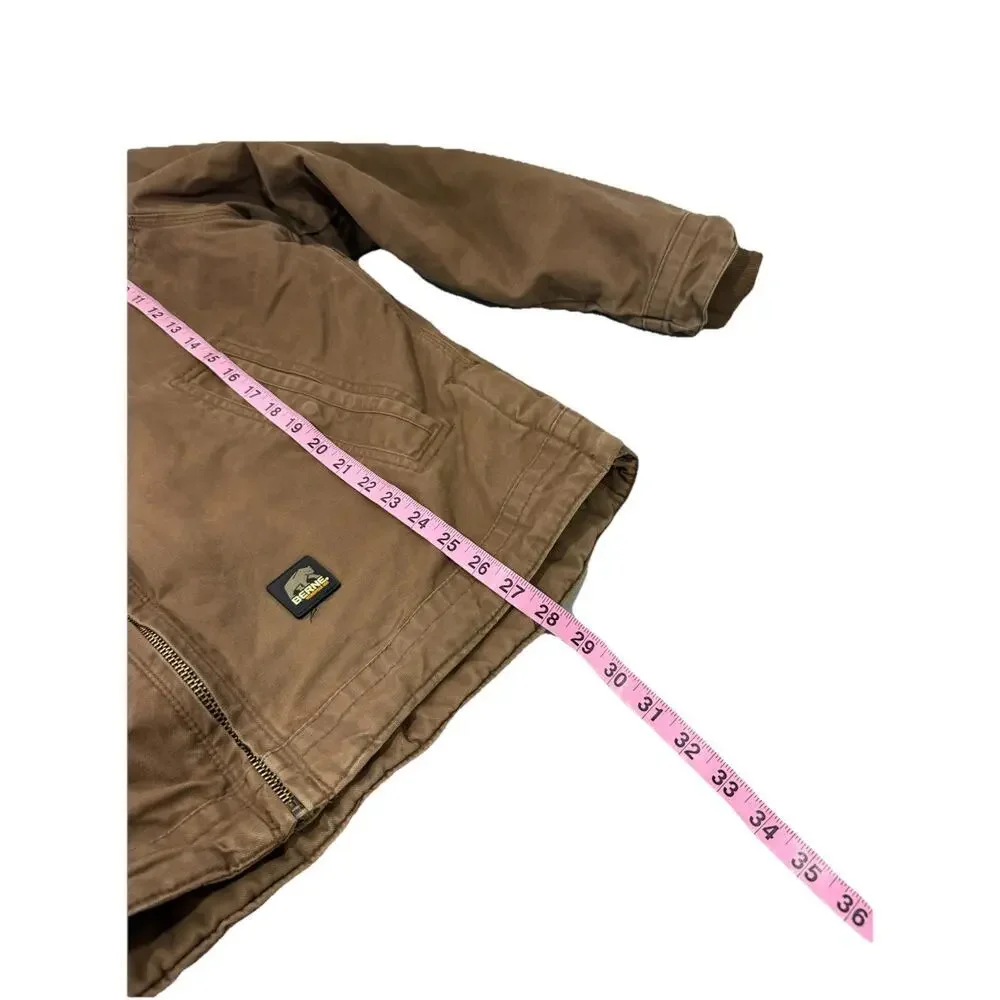 Berne‎ JL17 Men's Flagstone Flannel-Lined Duck Jacket Tan Brown Size L Large